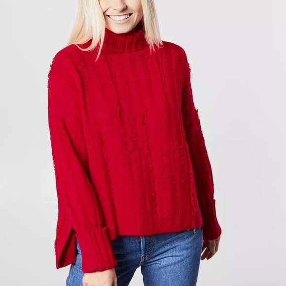 Gilli Sweaters - Gilli Vibrant Red Cowl Neck Sweater Size Large!